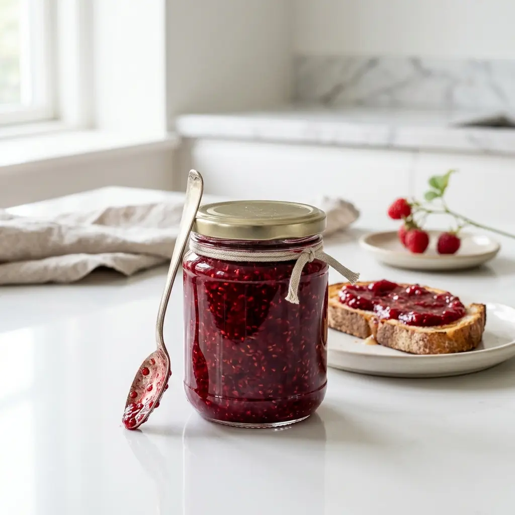 Paruošto patiekalo recepto aviečių uogienė nuotrauka