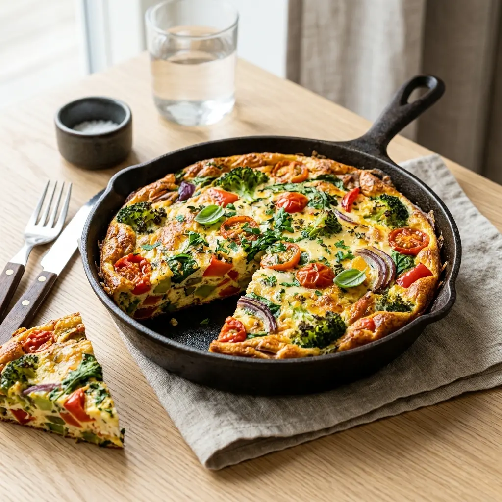 Paruošto patiekalo recepto fritata su daržovėmis nuotrauka