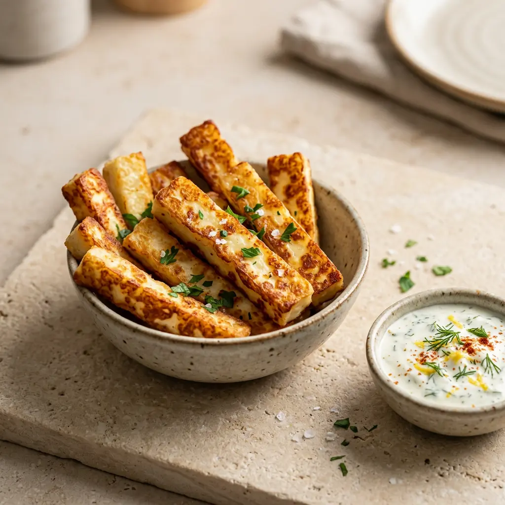 Nuotrauka recepto Halloumi lazdelės karšto oro gruzdintuvėje, paruošto karšto oro gruzdintuvėje