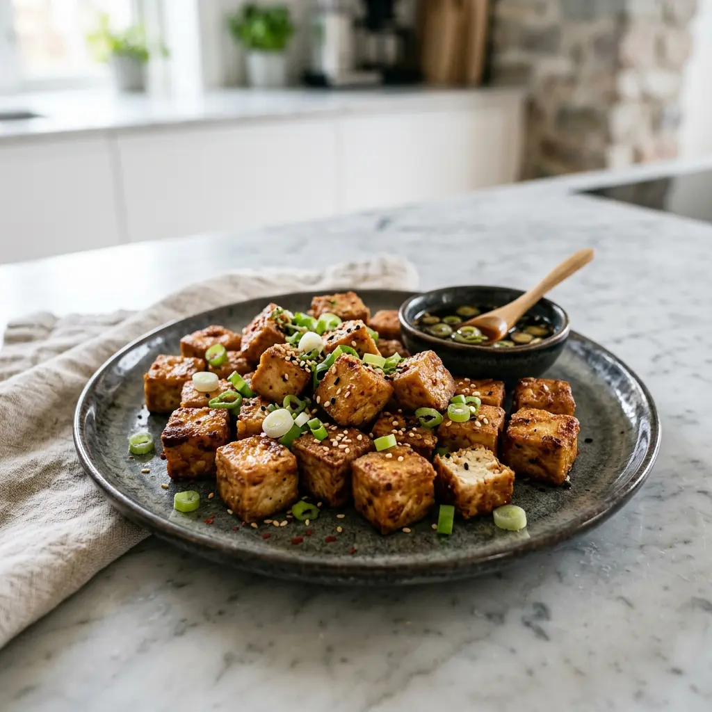 Nuotrauka recepto Tofu karšto oro gruzdintuvėje, paruošto karšto oro gruzdintuvėje